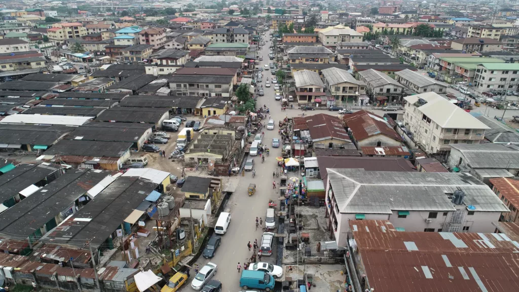 Arial view of city in Nigeria